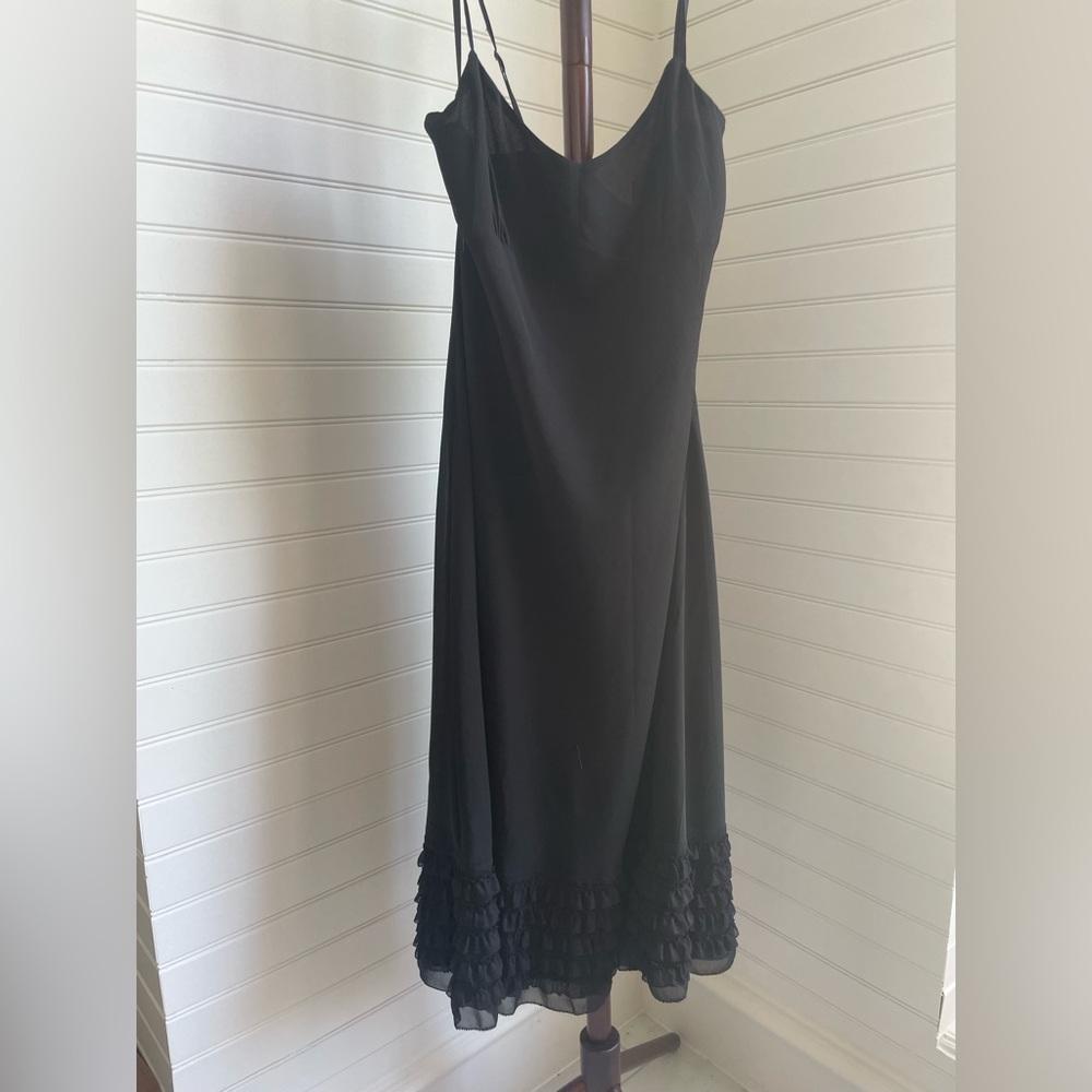 Ann Taylor Black Chiffon Midi Slip Dress